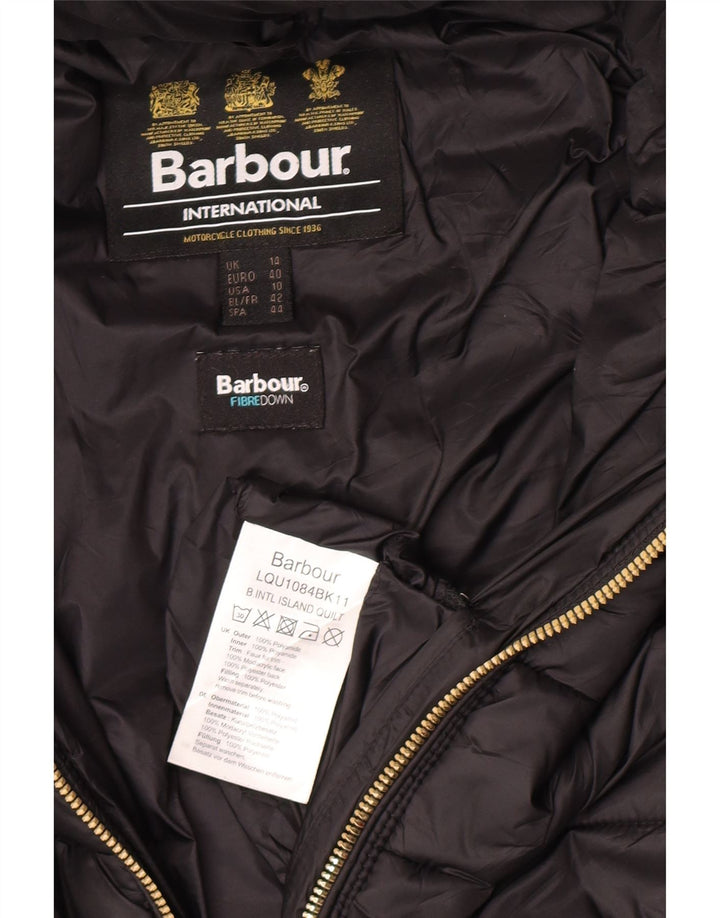 Barbour Womens Hooded Padded Jacket UK 14 Large Black Polyamide