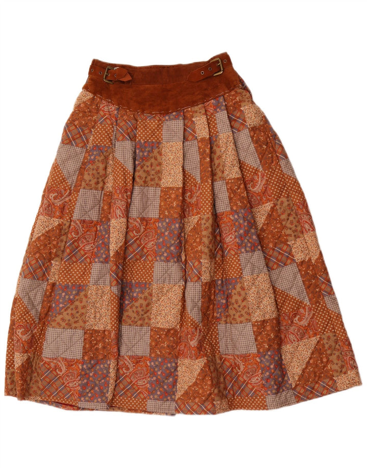 Sportmax Womens Flared Skirt UK 12 Medium W24 Brown Patchwork Polyester