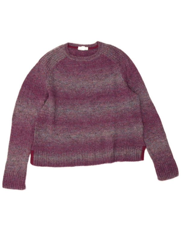 White Stuff Womens Boat Neck Jumper Sweater UK 14 Large Purple Striped Wool