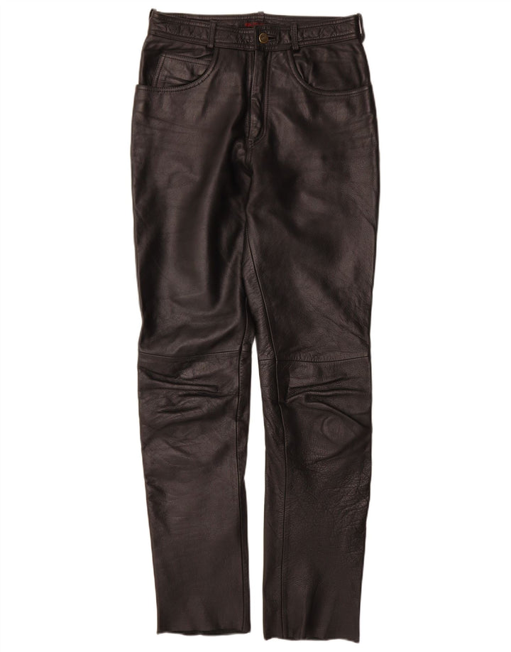 Linus Womens Slim Leather Trousers W29 L33 Black Leather