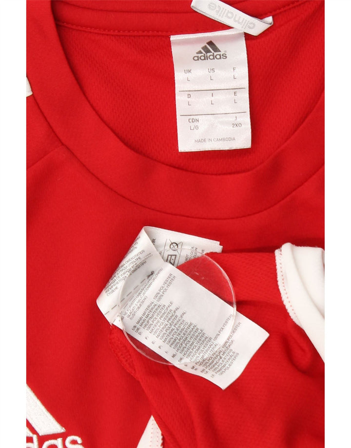 Adidas Mens Climalite T-Shirt Top Large Red Colourblock Polyester