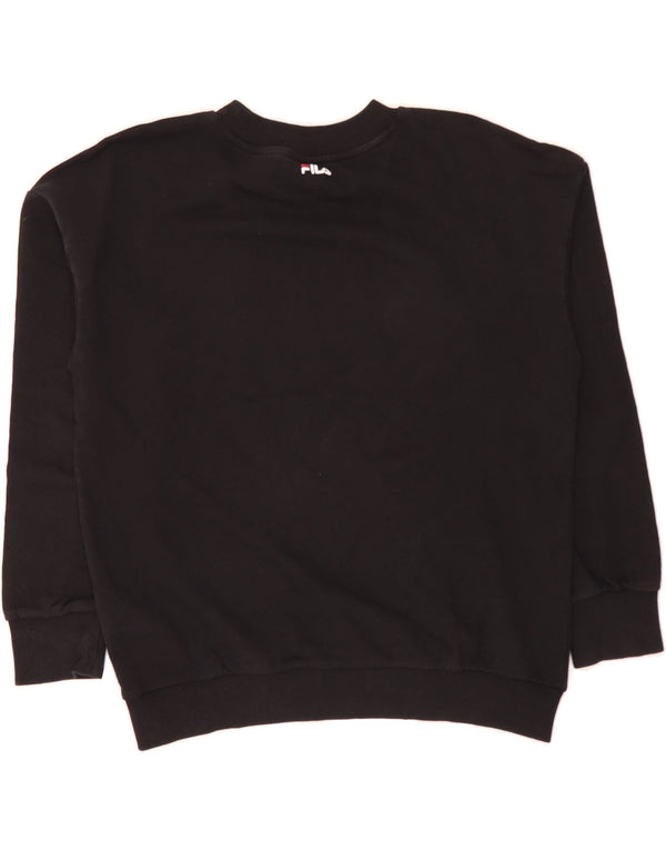 FILA moletom gráfico feminino jumper UK 14 médio algodão preto