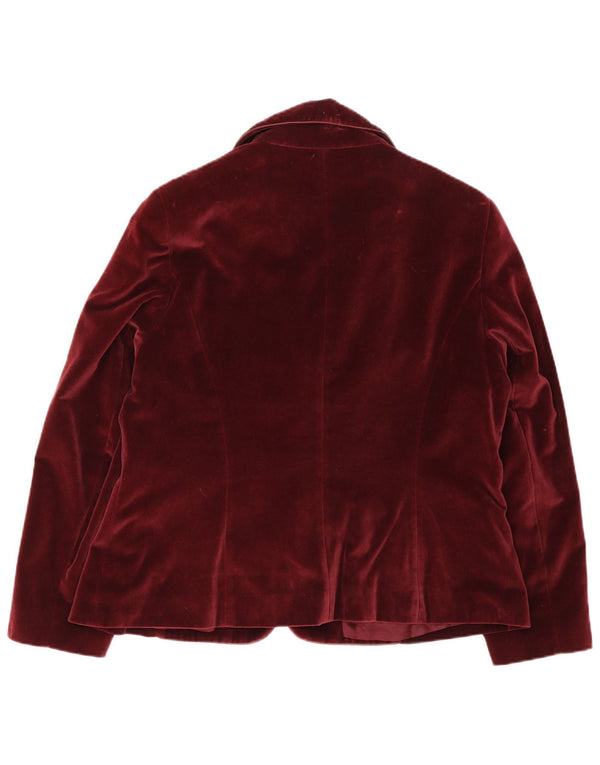 Rowland's Womens 3 Button Velvet Blazer Jacket UK 18 XL Burgundy Cotton