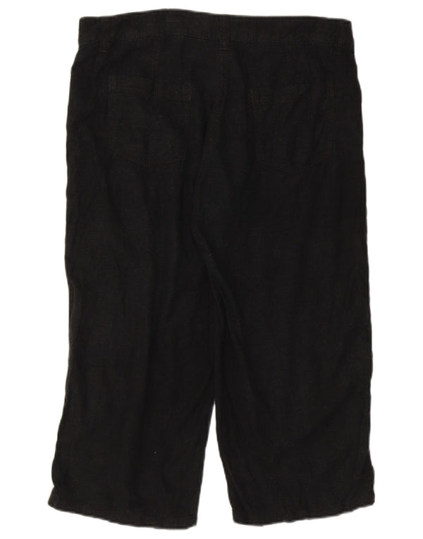 Marks & Spencer Womens Capri Trousers UK 12 Medium W32  Black Linen
