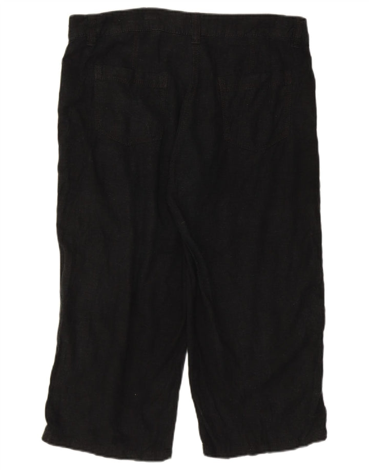 Marks & Spencer Womens Capri Trousers UK 12 Medium W32  Black Linen