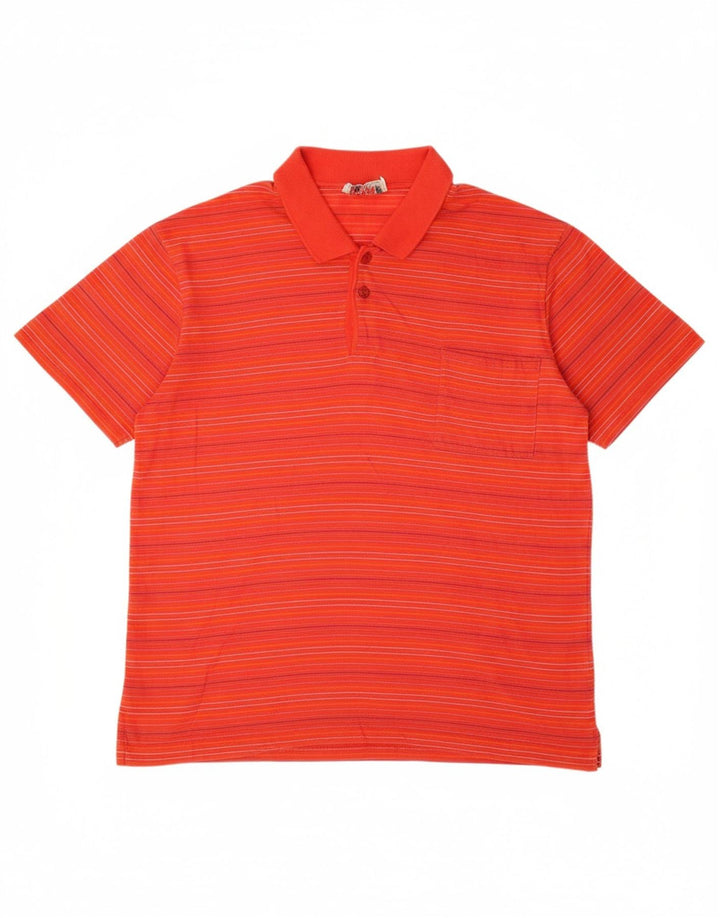 VINTAGE Mens Polo Shirt Medium Red Striped