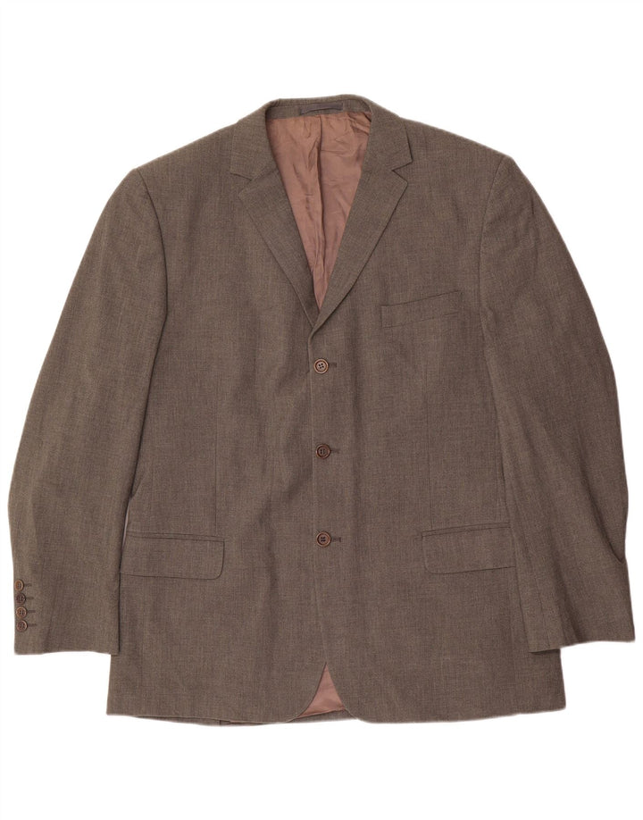 Massimo Dutti Chaqueta Blazer Hombre Stretch 3 Botones UK 46 XL Marrón Poliéster