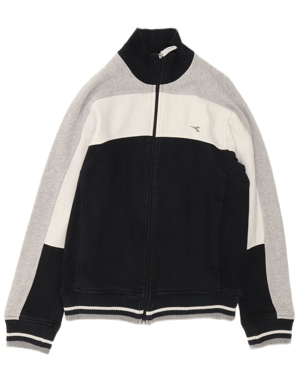 Diadora træningsdragt topjakke til kvinder UK 10 Small Black Colourblock Bomuld