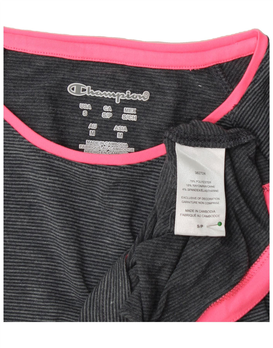 CHAMPION Womens Top Long Sleeve UK 10 Small Grey Pinstripe Polyester Vintage Champion and Second-Hand Champion from Messina Hembry 