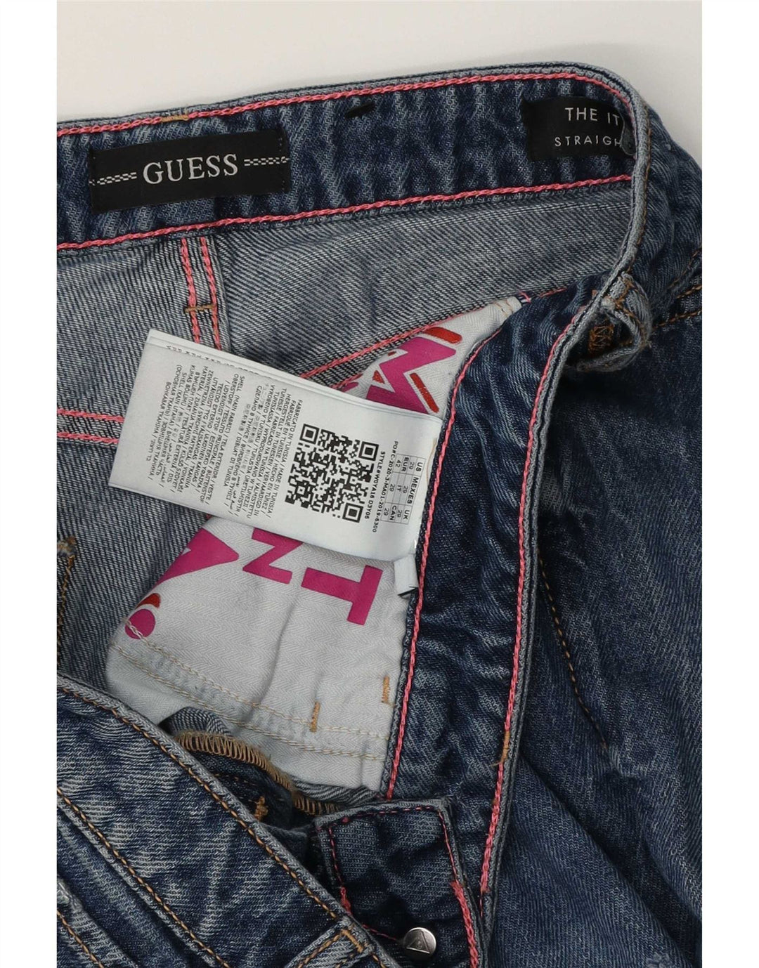 Guess Womens Distressed Straight Jeans 29 L30 Blue Cotton
