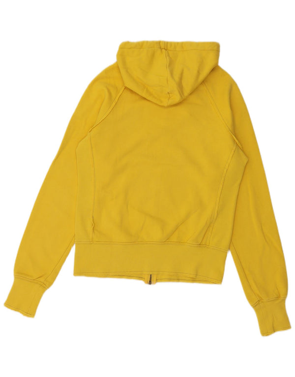 Nike Womens Graphic Zip Hoodie Sweater UK 12 Medium Yellow Cotton