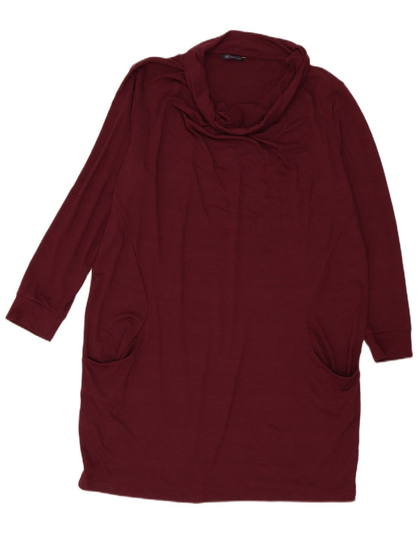 Marks & Spencer Womens Long Sleeve Jumper Dress UK 24 4XL Burgundy