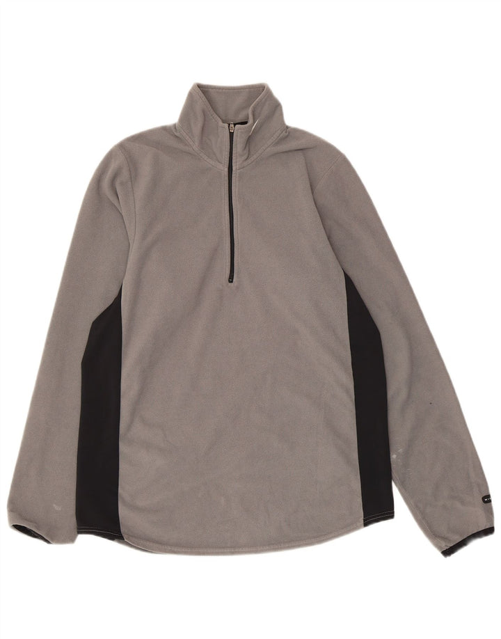 NIKE Mens Zip Neck Fleece Jumper Small Grey Colourblock