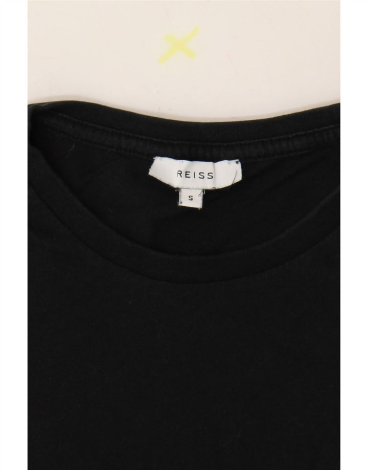 REISS Mens T-Shirt Top Small Black Cotton
