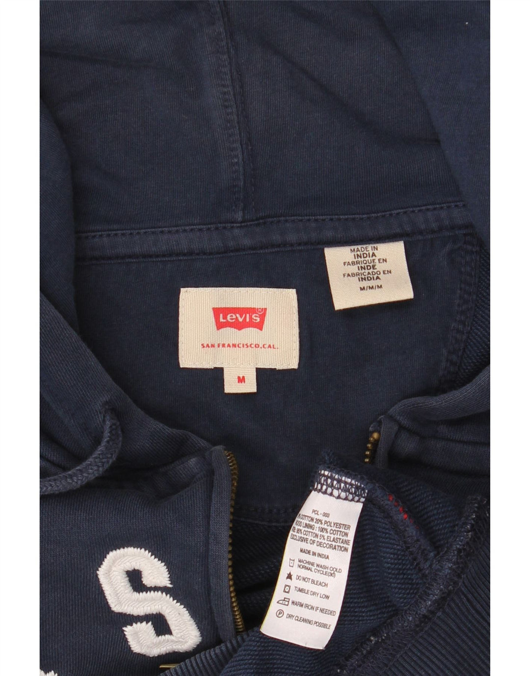 LEVI'S Mens Graphic Zip Hoodie Sweater Medium Navy Blue Cotton