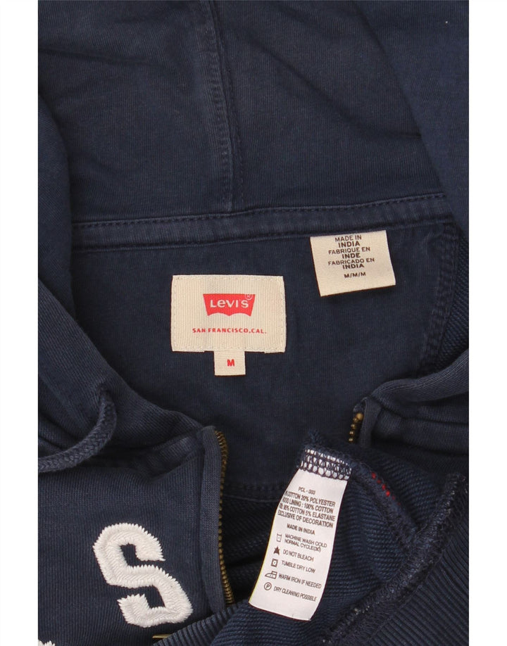 LEVI'S Mens Graphic Zip Hoodie Sweater Medium Navy Blue Cotton