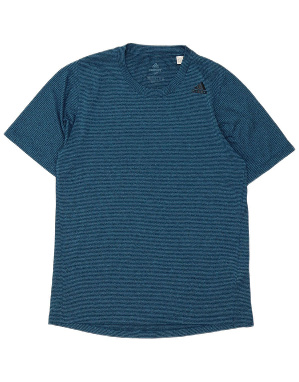 Adidas Mens Climalite Camiseta Top Pequeño Azul Marino Rayas Poliéster