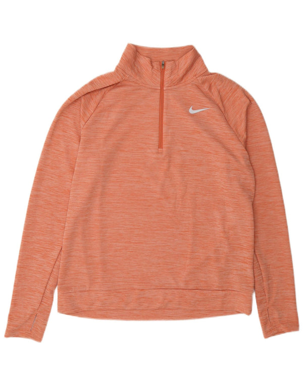 Nike Dame Dri Fit Sweatshirt med lynlås i DK 14 Medium Orange Flecked