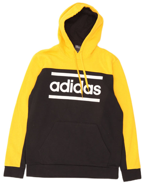 Felpa con cappuccio grafica da uomo Adidas, grande, in cotone color block giallo