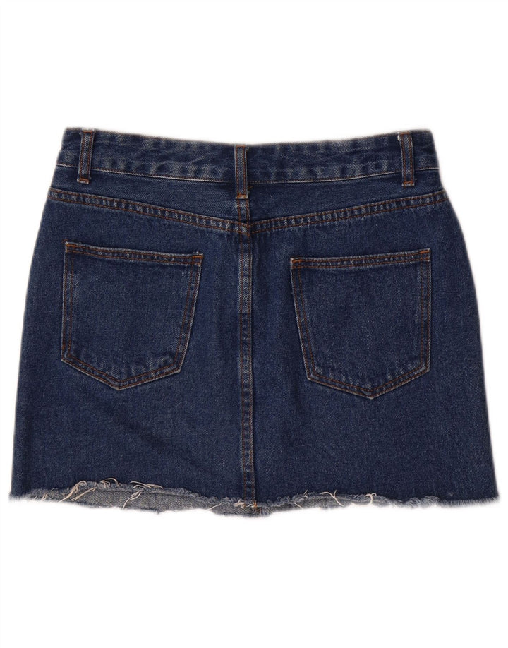 Vintage Dame Mini Denim Nederdel Medium W28 Blå Bomuld