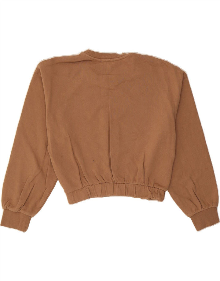ZARA Womens Crop Sweatshirt Jumper UK 14 Medium Brown Cotton Vintage Zara and Second-Hand Zara from Messina Hembry 