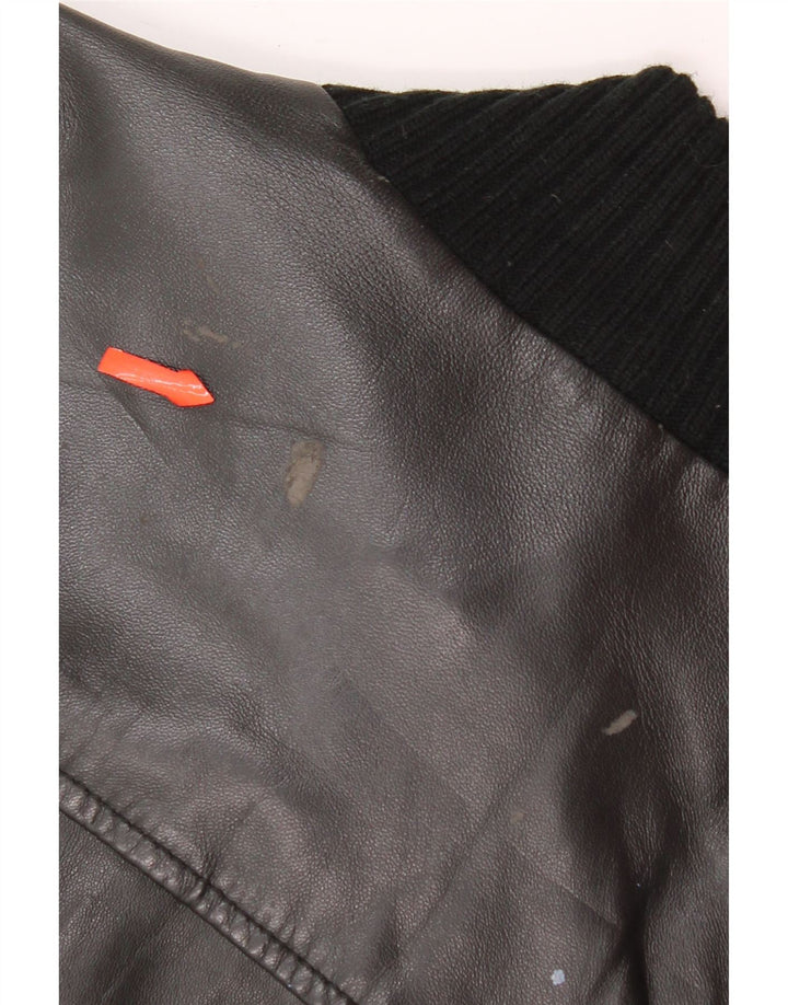 Conbipel Mens Bomber Leather Jacket IT 48 Medium Black Leather