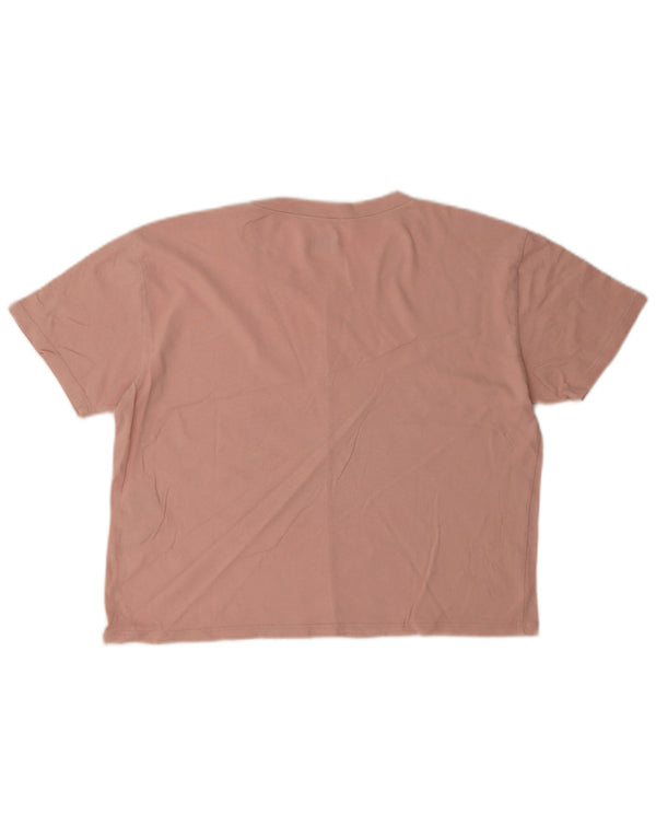 Hollister Womens Crop Grafisk T-Shirt Top UK 10 Small Pink Colourblock