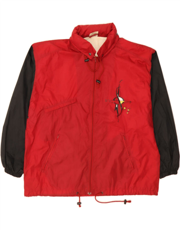 MARCEL CLAIR Mens Hooded Tracksuit Top Jacket XL Red Colourblock Polyamide Vintage Marcel Clair and Second-Hand Marcel Clair from Messina Hembry 
