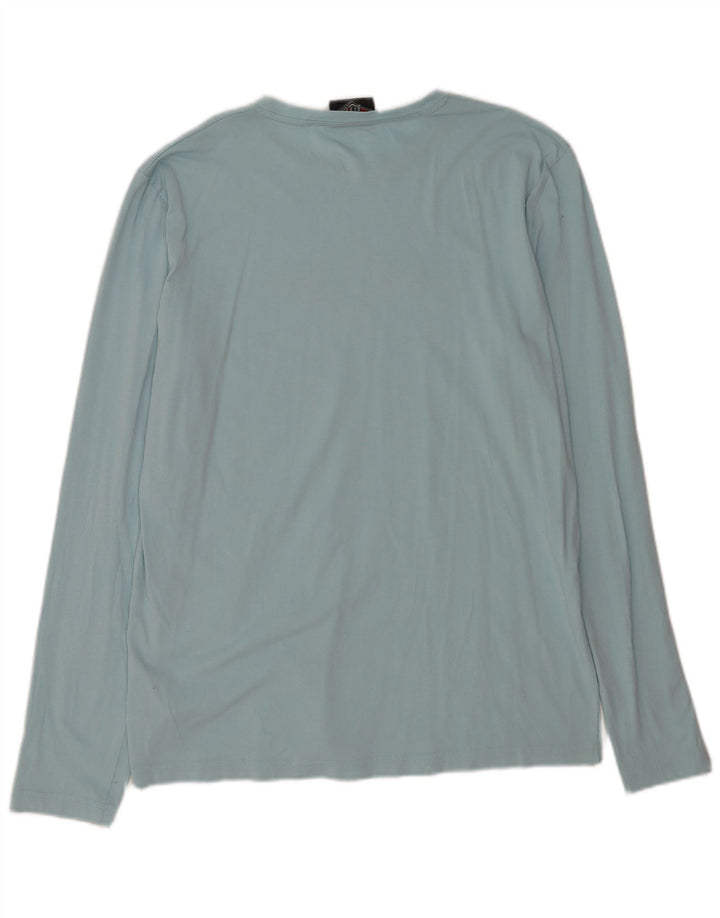 Bear Top grafico da uomo a maniche lunghe in cotone blu grande