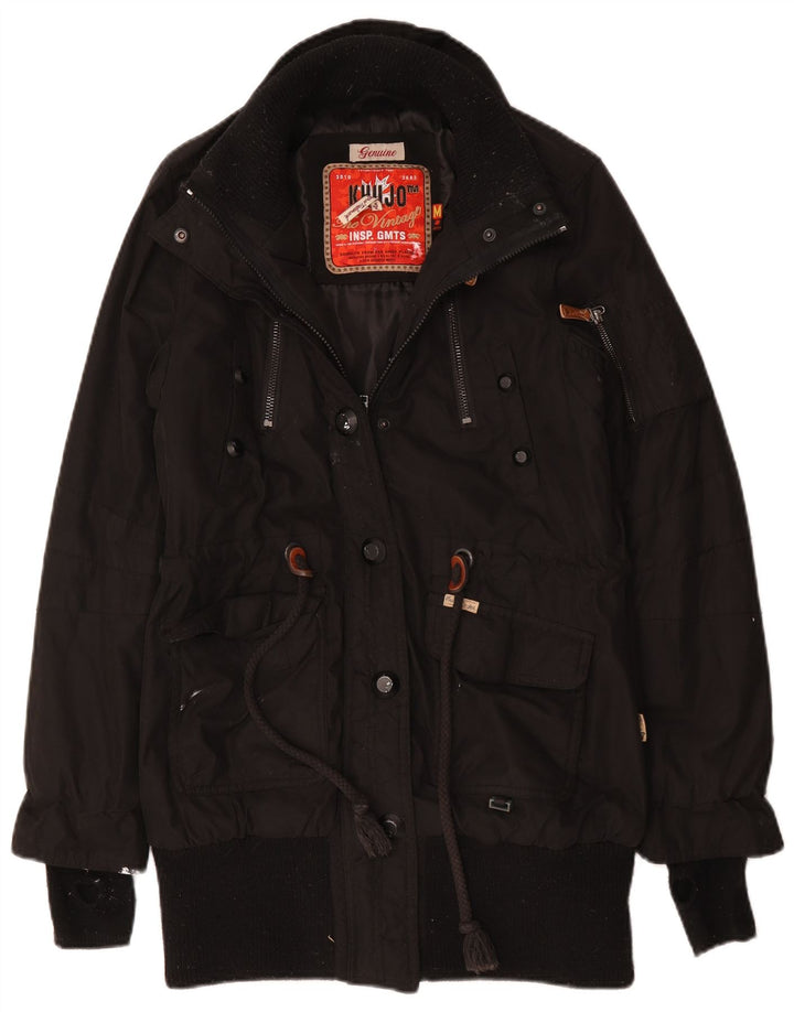 KHUJO Womens Parka Jacket UK 14 Medium Black Polyester