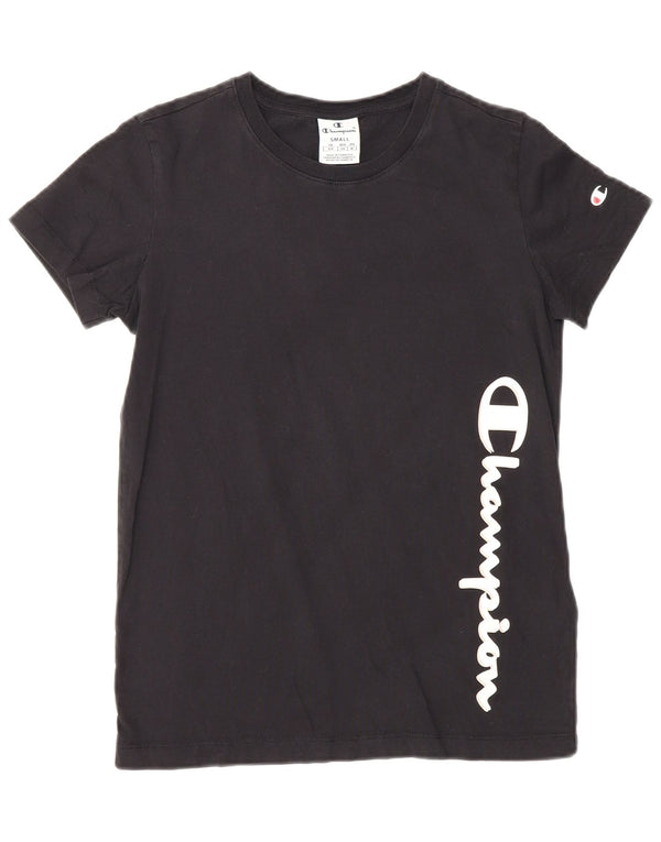 Champion Womens Graphic T-Shirt Top UK 10 Small Black