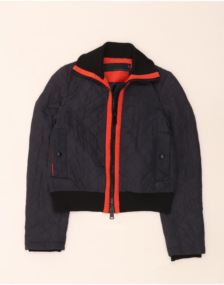 Giacca trapuntata corta da donna Zara UK 10 piccola blu navy
