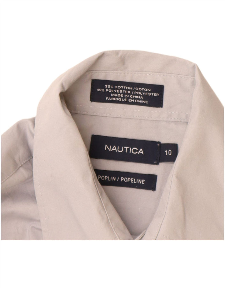 Nautica Boys Poplin Shirt 9-10 Years Grey Cotton