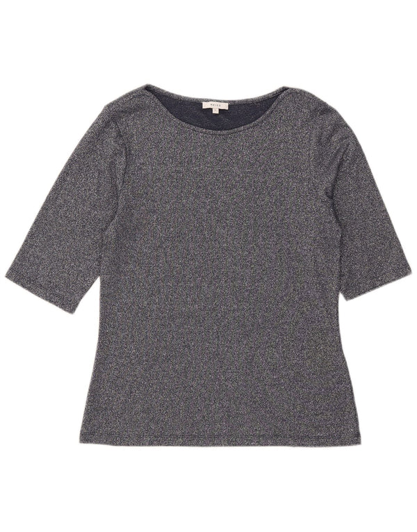 Reiss Damen-Top, 3/4-Ärmel, UK 14, groß, marineblau gefleckte Viskose