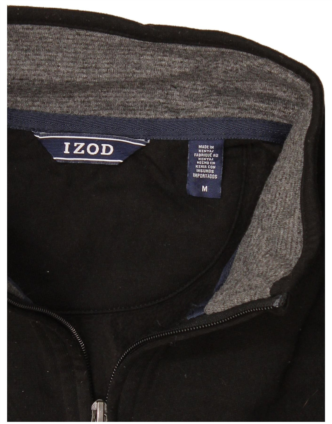 Izod Mens Zip Neck Sweatshirt Jumper Medium Black