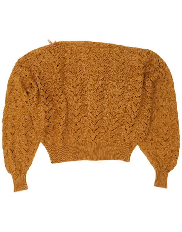 Vintage Womens Boat Neck Jumper Sweater UK 16 Large Brown