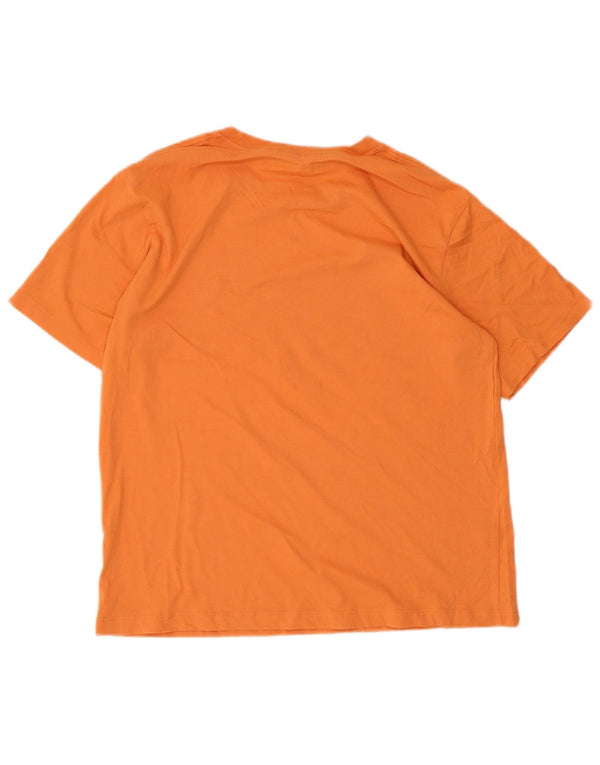 Champion Womens Graphic T-Shirt Top UK 12 Medium Orange Cotton