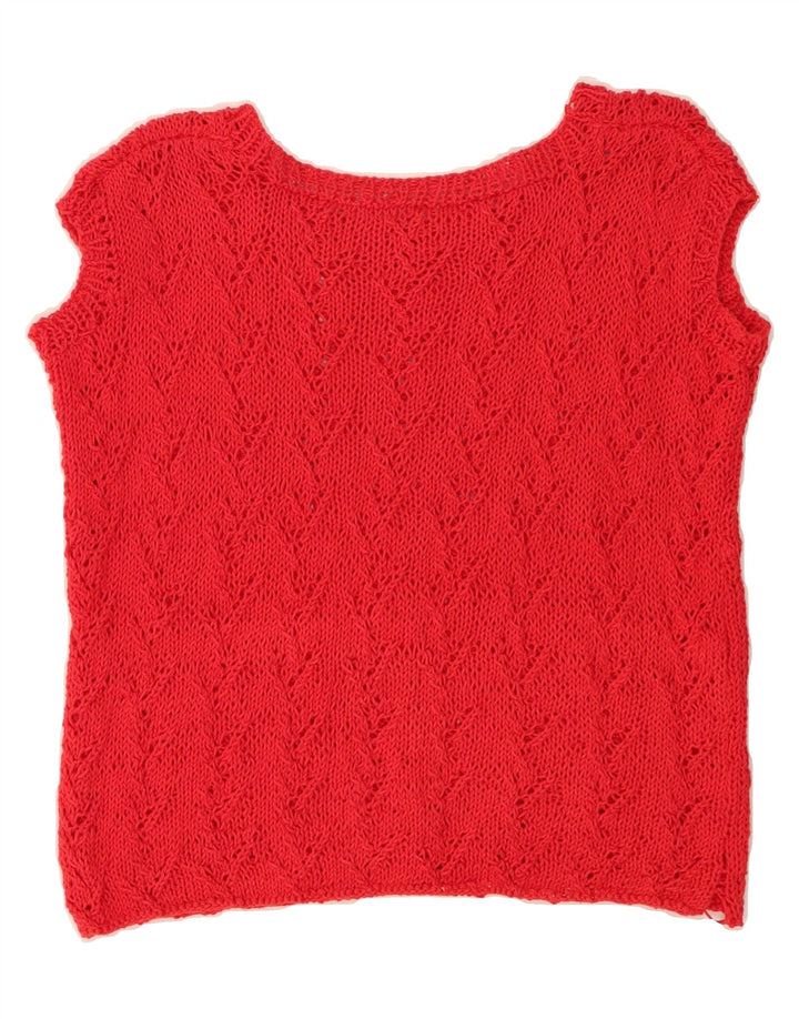 VINTAGE Womens Crop Vest Tank Top UK 14 Medium Red Vintage Vintage and Second-Hand Vintage from Messina Hembry 