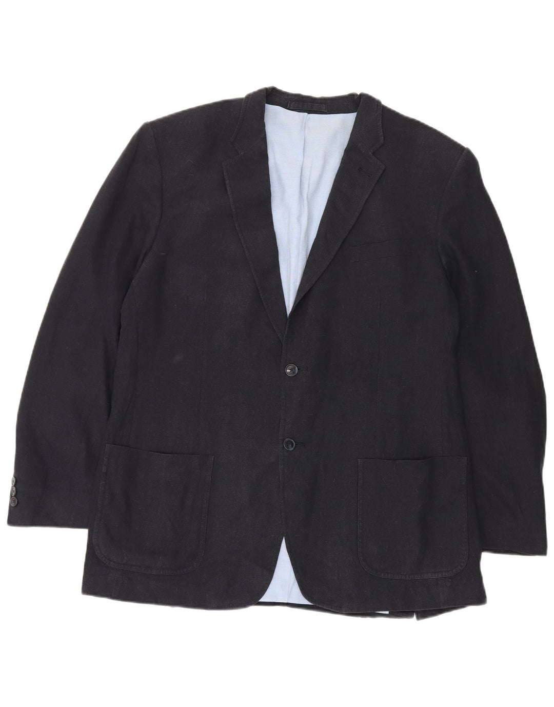 Marks & Spencer Mens 2 Button Blazer Jacket UK 44 XL Navy Blue Flax