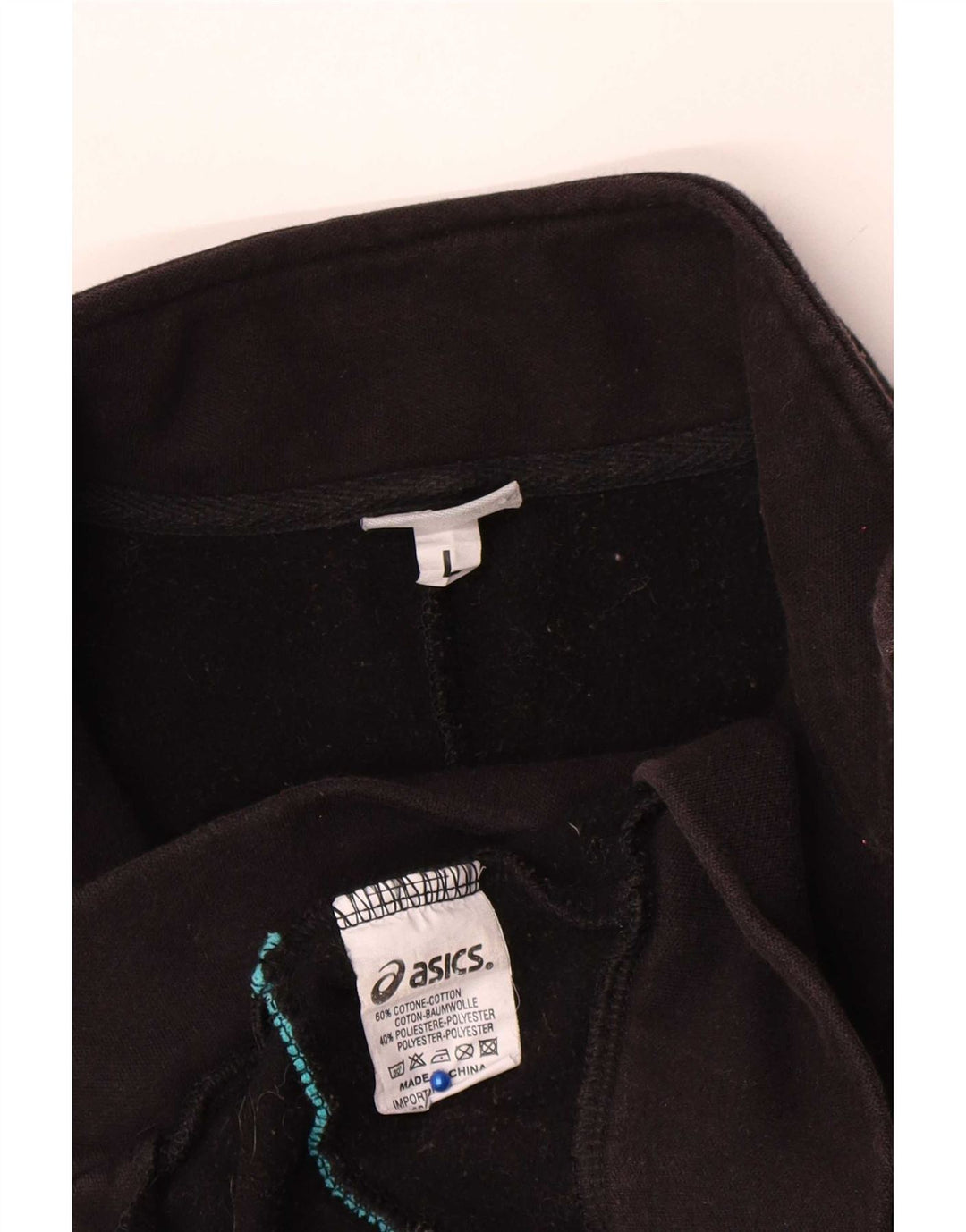 Asics Womens Tracksuit Top Jacket UK 16 Large Black Cotton