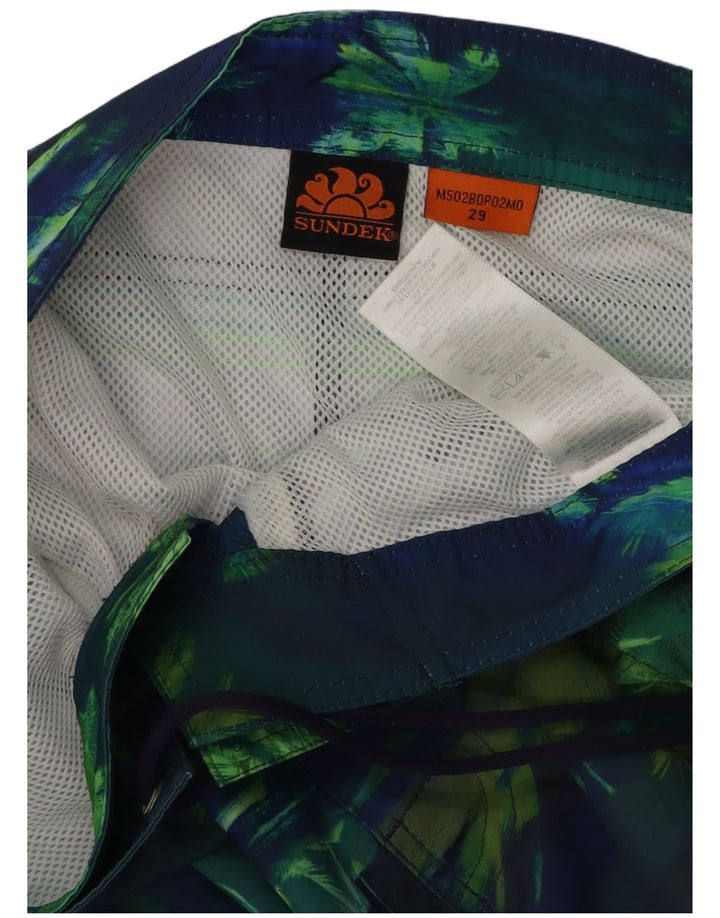 Sundek Mens Swimming Shorts Small  Navy Blue Tie Dye Polyester