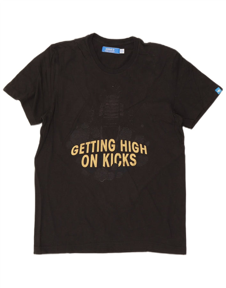 ADIDAS Mens Graphic T-Shirt Top Medium Black Cotton