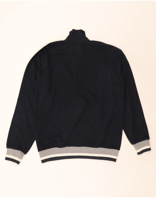 Champion Herre Zip Neck Sweatshirt Jumper Large Navy Blue Colourblock Bomuld
