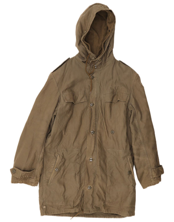 vintage Mens Militaire À Capuchon Sherpa Parka Veste UK 36 Petit Coton Kaki