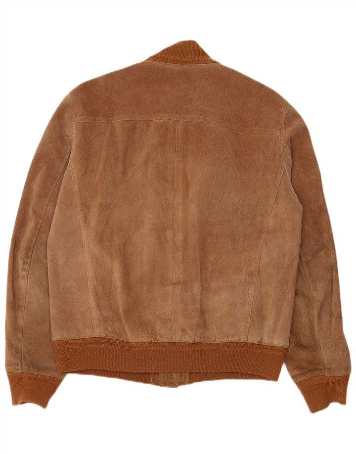 Vintage Mens Suede Bomber Jacket IT 52 XL Brown Leather