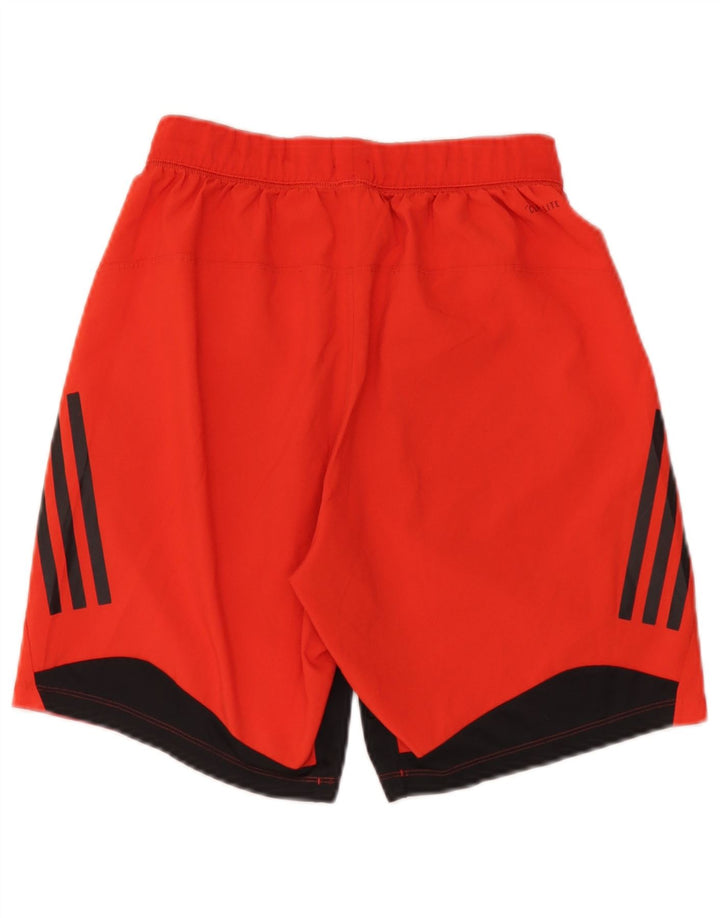 Adidas Mens Climalite Sport Shorts Small Red Colourblock Polyester