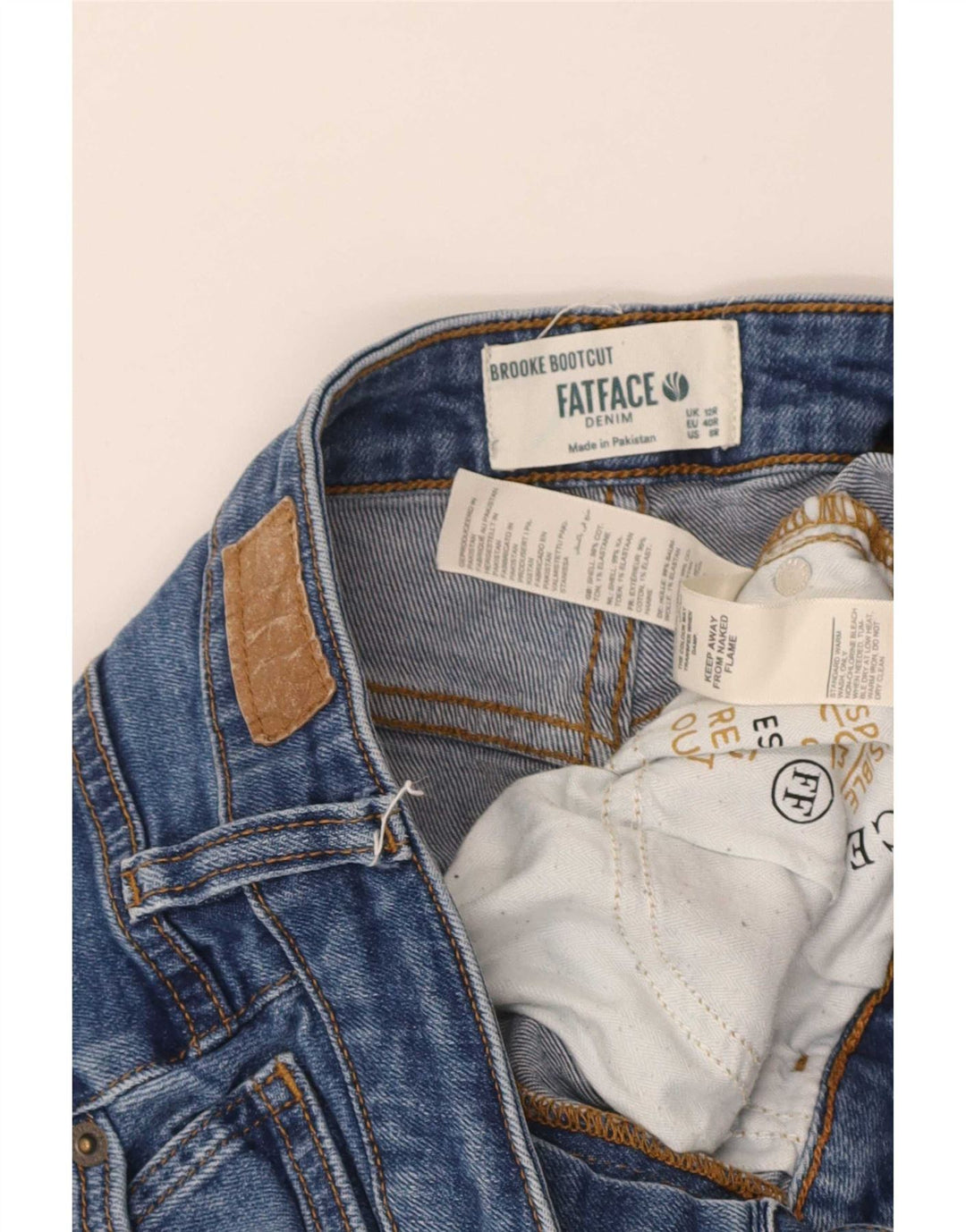 Fat Face Jean Bootcut Femme UK 12 Moyen W30 L29 Bleu Coton