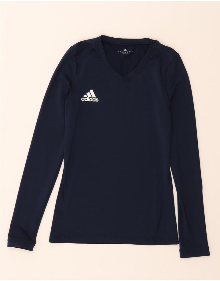 ADIDAS Womens Top Long Sleeve UK 8 Small Navy Blue Vintage Adidas and Second-Hand Adidas from Messina Hembry 