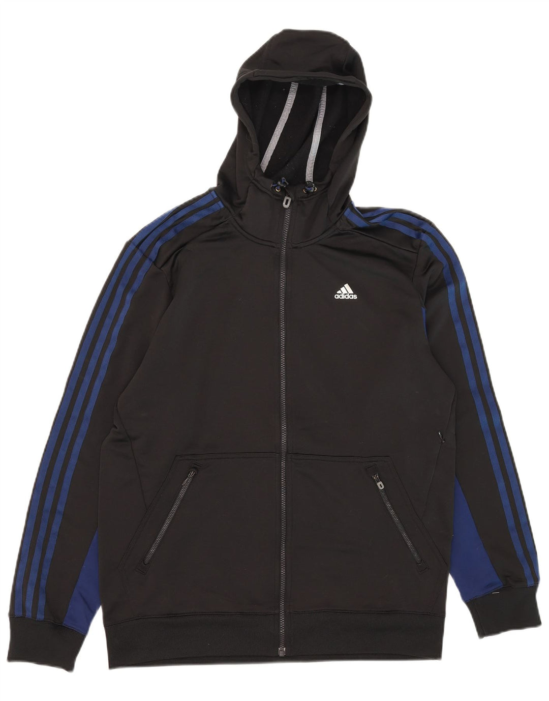 Adidas Mens Climalite Zip Hoodie Sweater Medium Black Colourblock Polyester