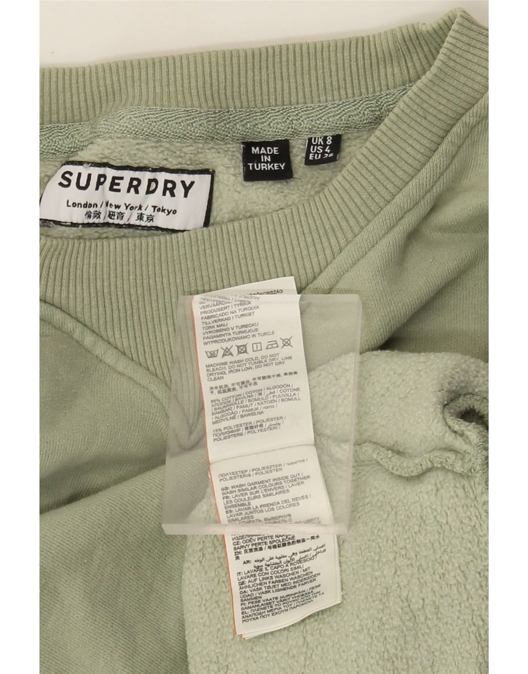 Superdry Womens Graphic Oversized Sweatshirt Jumper UK 8 Small Green Cotton